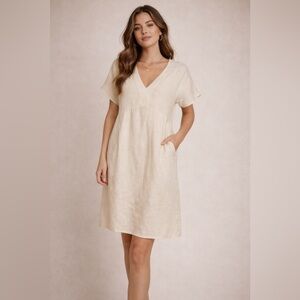 ✨🤍 Cappellini Italy Linen Shift Dress Cream Size 46 🤍✨